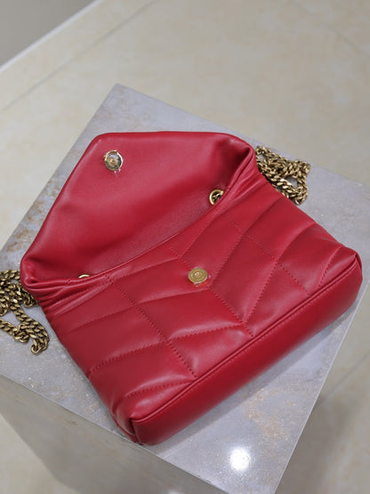 SAINT LAURENT PUFFER TOY 23 IN RED LAMBSKIN GOLD HARDWARE
