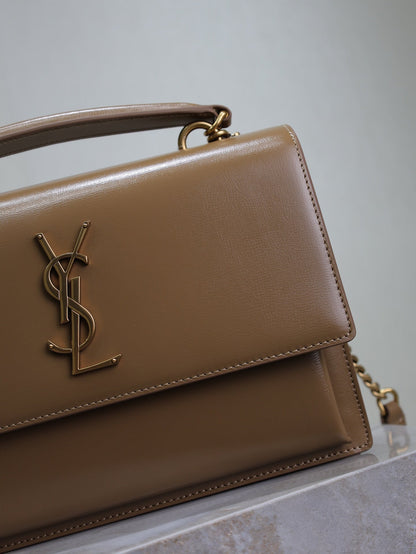 SAINT LAURENT YSL 25S SUNSET MM 25 IN FOX CALFSKIN GOLD HARDWRE