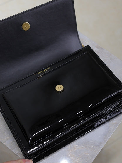 SAINT LAURENT YSL 25S SUNSET MEDIUM 22 IN BLACK SHINY CALFSKIN GOLD HARDWRE