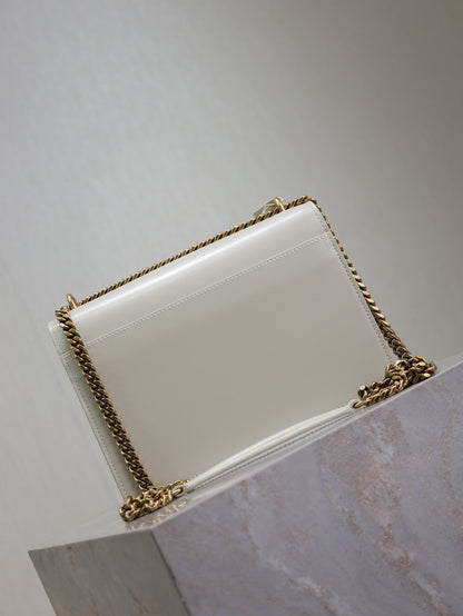 SAINT LAURENT YSL 25S SUNSET BAG 22 IN IVORY CALFSKIN GOLD HARDWRE