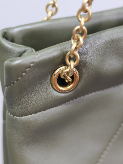 SAINT LAURENT JAMIE POCHON 38 IN ARMY GREEN LAMBSKIN GOLD HARDWARE