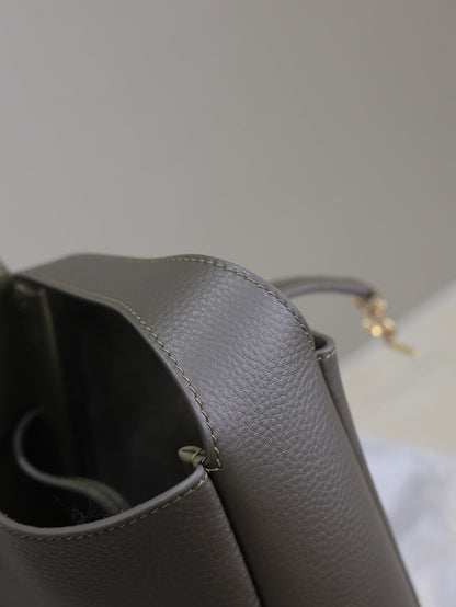 SAINT LAURENT LE 5 À 7 MINI BAG 16 IN KHAKI GREEN LAMBSKIN