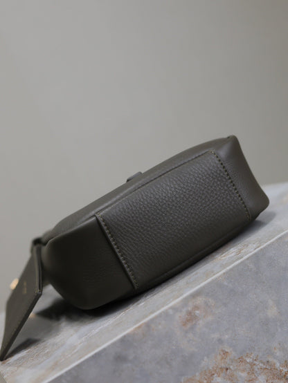 SAINT LAURENT LE 5 À 7 MINI BAG 16 IN KHAKI GREEN LAMBSKIN
