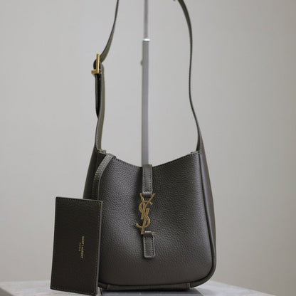 SAINT LAURENT LE 5 À 7 MINI BAG 16 IN KHAKI GREEN LAMBSKIN