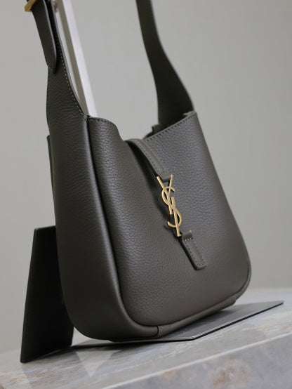 SAINT LAURENT LE 5 À 7 MINI BAG 16 IN KHAKI GREEN LAMBSKIN