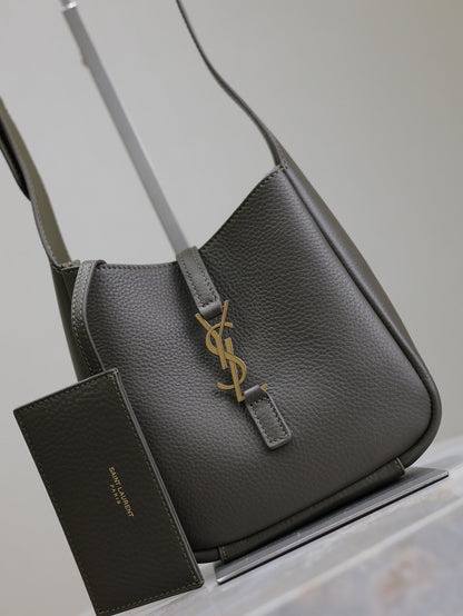 SAINT LAURENT LE 5 À 7 MINI BAG 16 IN KHAKI GREEN LAMBSKIN