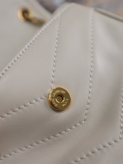 SAINT LAURENT NIKI BABY 22 IN RICE WHITE LAMBSKIN GOLD CHAIN