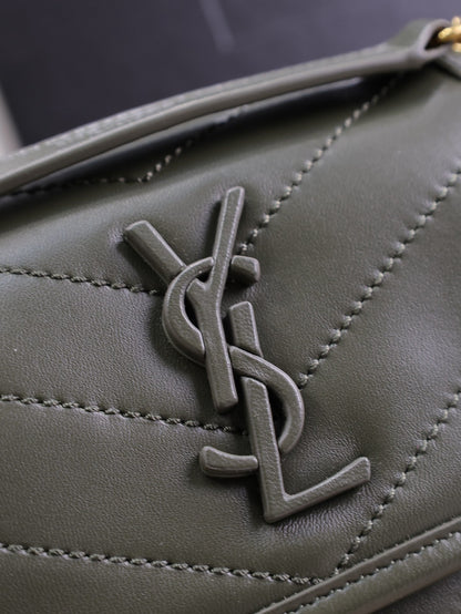 SAINT LAURENT NIKI BABY 22 IN UNIFORM GREEN LAMBSKIN GOLD CHAIN