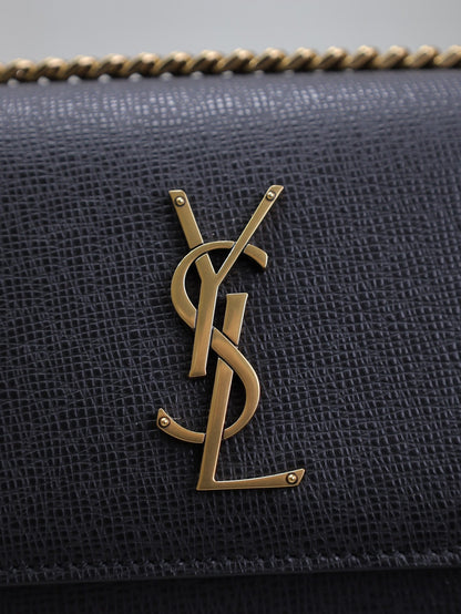 SAINT LAURENT YSL 25S SUNSET MEDIUM 22 IN BLACK GRAINED CALFSKIN GOLD HARDWRE