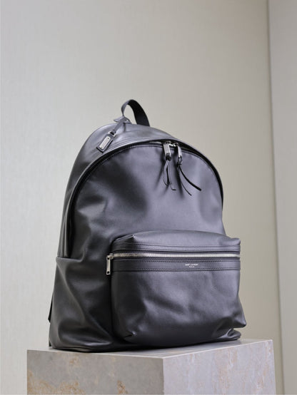 SAINT LAURENT CITY BACKPACK 38 IN BLACK CALFSKIN