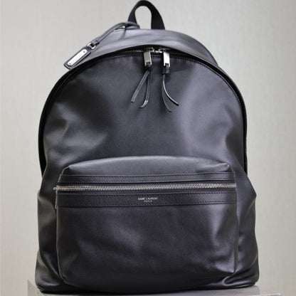 SAINT LAURENT CITY BACKPACK 38 IN BLACK CALFSKIN