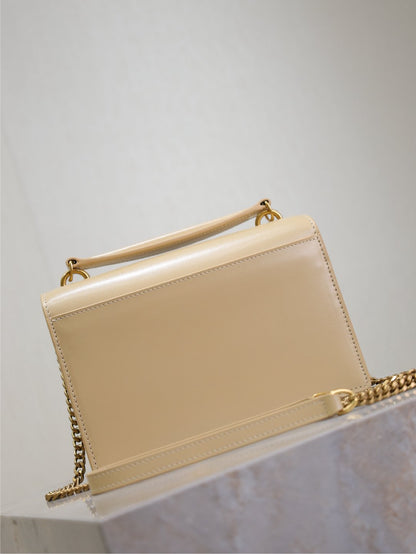 SAINT LAURENT SUNSET SMALL BAG 19 IN BEIGE CALFSKIN GOLD HARDWARE