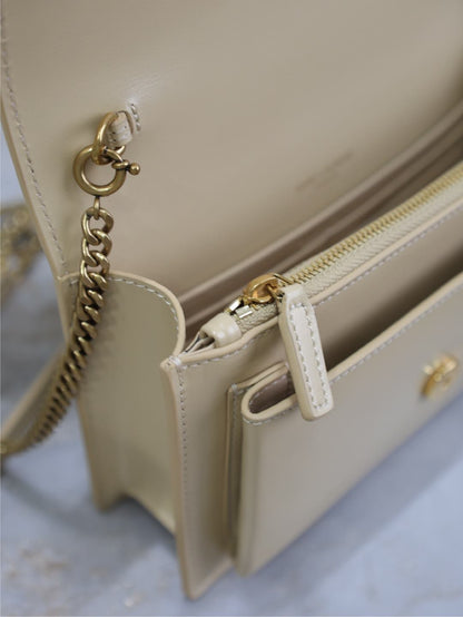 SAINT LAURENT SUNSET SMALL BAG 19 IN BEIGE CALFSKIN GOLD HARDWARE