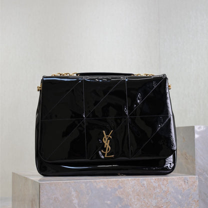 SAINT LAURENT JAMIE 4.3 LARGE BAG 43 IN BLACK PATENT LAMBSKIN GOLD HARDWARE