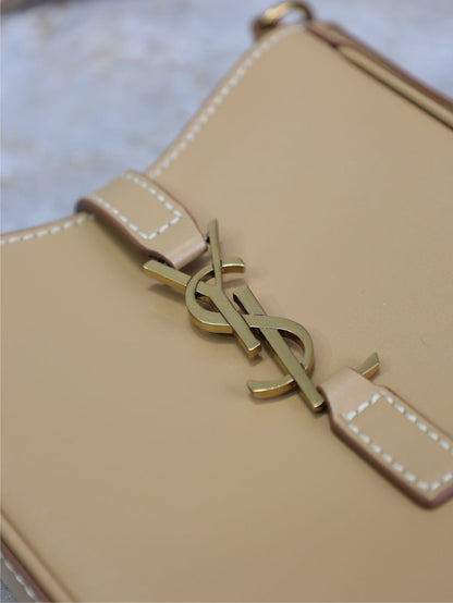 SAINT LAURENT LE 5 À 7 PHONE BAG 18 IN CIDER BROWN CALFSKIN
