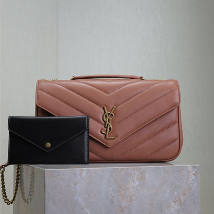 SAINT LAURENT LOULOU MEDIUM 29 IN SALMON PINK SHEEPSKIN GOLD HARDWARE