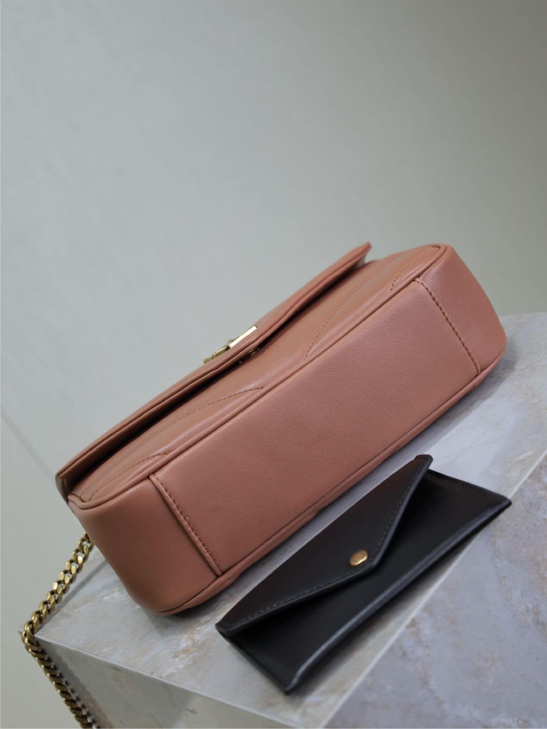 SAINT LAURENT LOULOU SMALL 24 IN SALMON PINK SHEEPSKIN GOLD HARDWARE