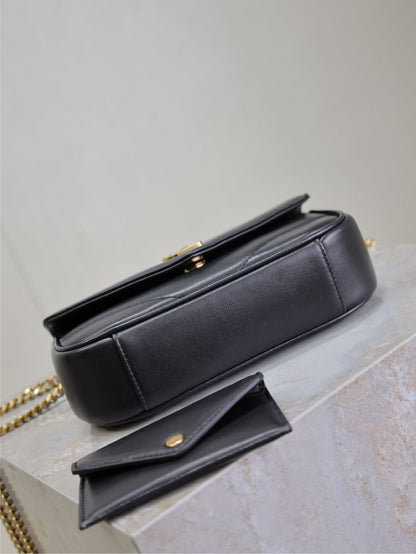 SAINT LAURENT LOULOU MINI 20 IN BLACK SHEEPSKIN GOLD HARDWARE