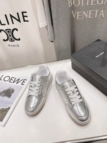 SL SL/61 SNEAKERS SILVER PERFORATED CALFSKIN