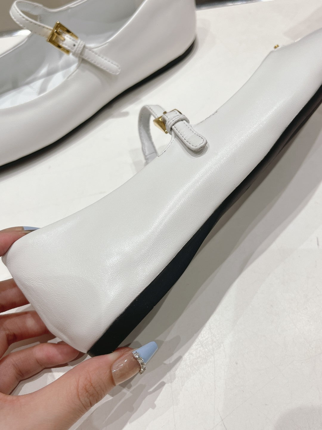 PRADA NAPPA LEATHER BALLERINAS WHITE