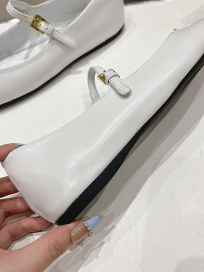 PRADA NAPPA LEATHER BALLERINAS WHITE