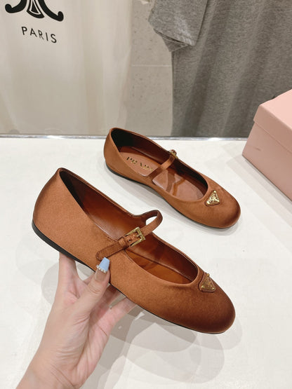 PRADA SATIN BALLERINAS BROWN