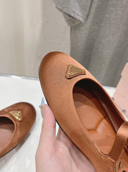 PRADA SATIN BALLERINAS BROWN