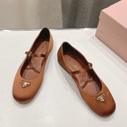 PRADA SATIN BALLERINAS BROWN