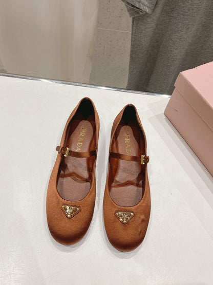 PRADA SATIN BALLERINAS BROWN