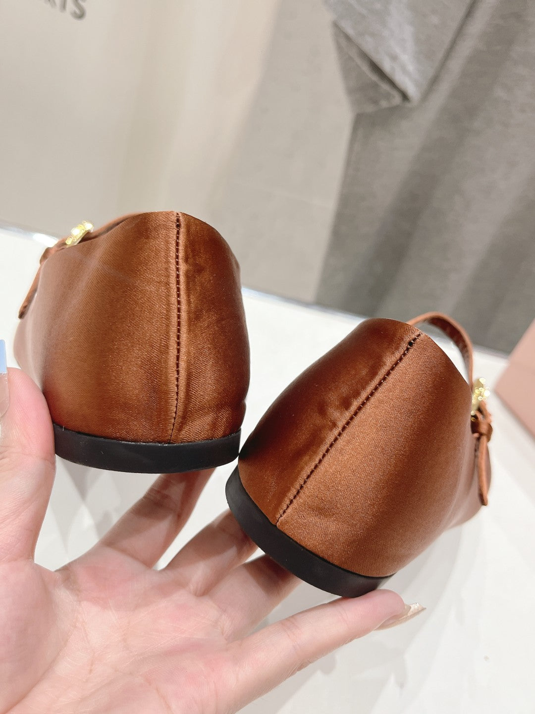 PRADA SATIN BALLERINAS BROWN