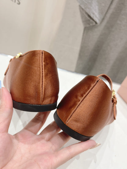 PRADA SATIN BALLERINAS BROWN