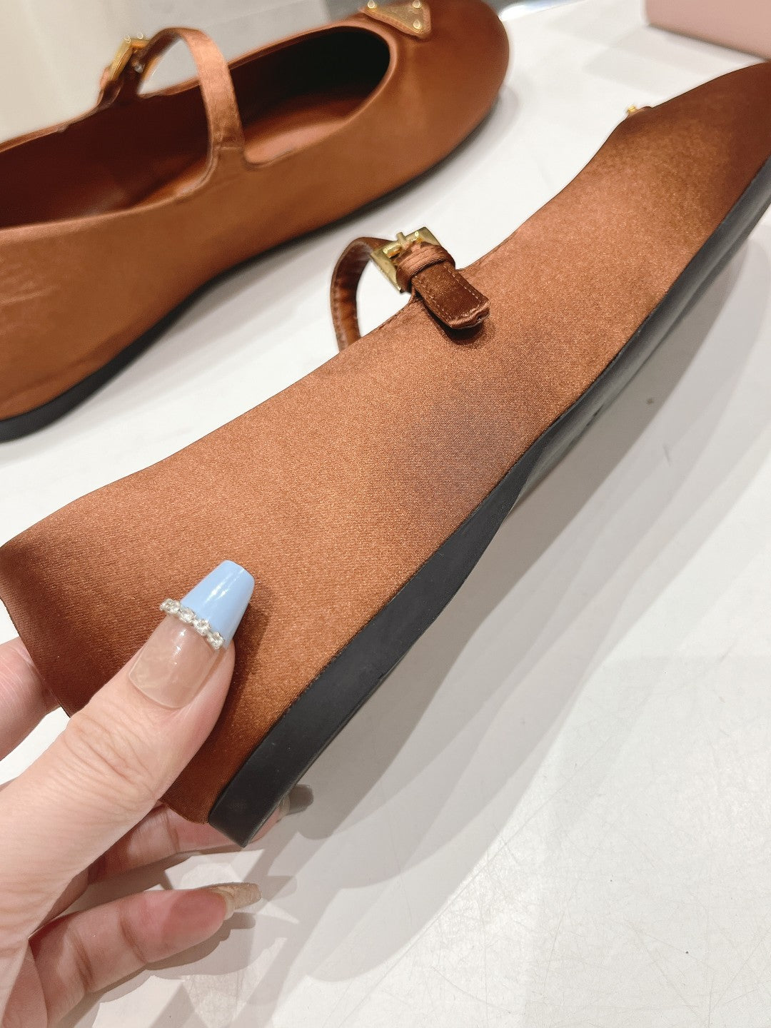PRADA SATIN BALLERINAS BROWN