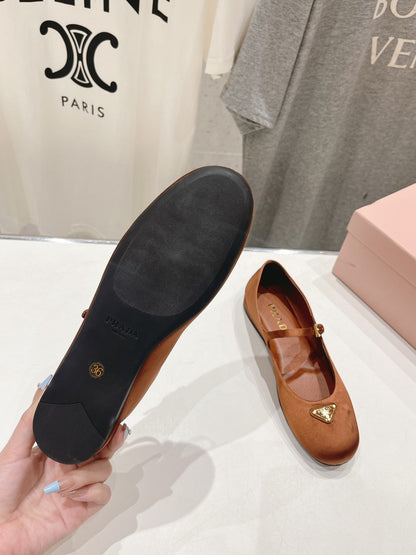 PRADA SATIN BALLERINAS BROWN