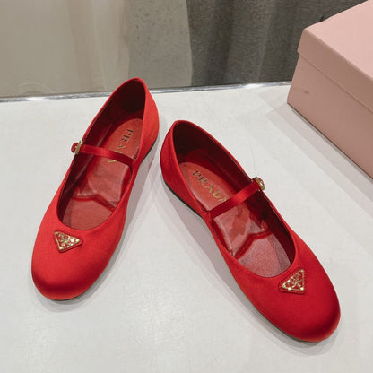 PRADA SATIN BALLERINAS CRIMSON