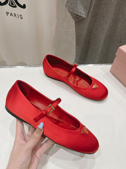 PRADA SATIN BALLERINAS CRIMSON