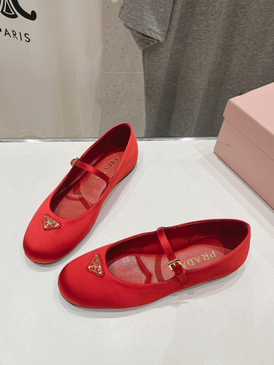 PRADA SATIN BALLERINAS CRIMSON