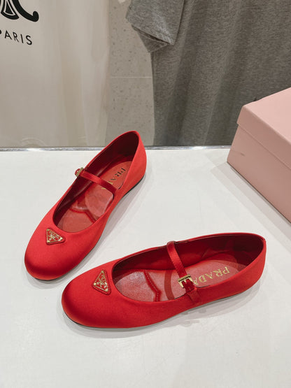 PRADA SATIN BALLERINAS CRIMSON
