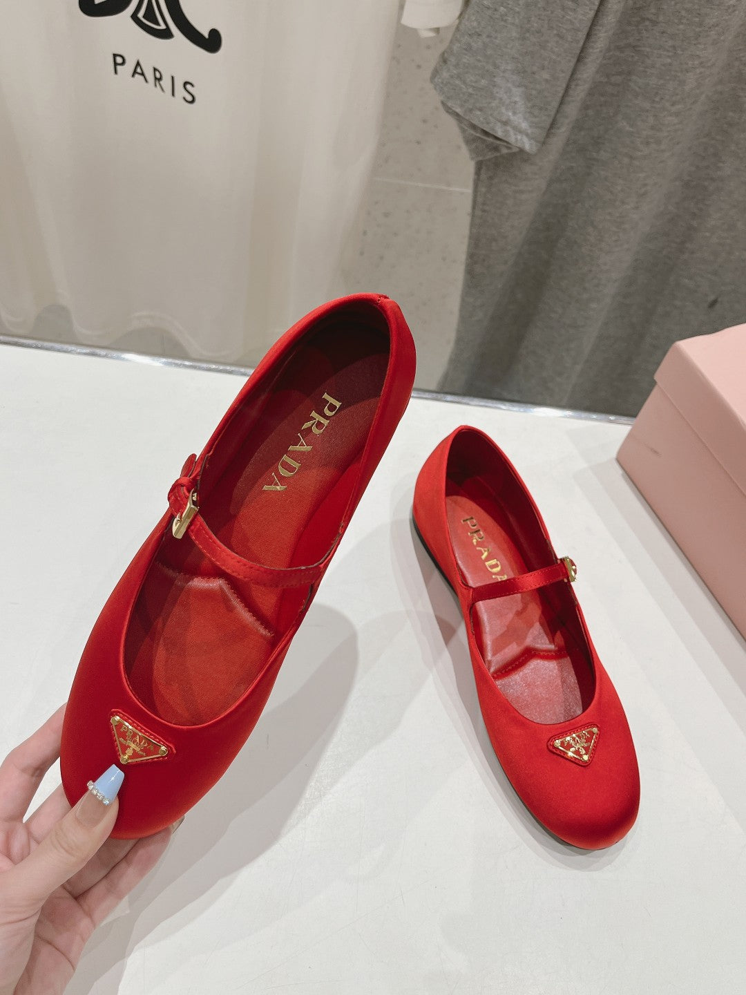 PRADA SATIN BALLERINAS CRIMSON