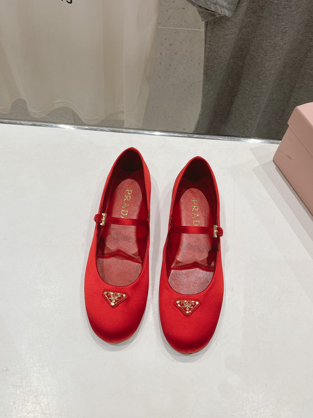 PRADA SATIN BALLERINAS CRIMSON