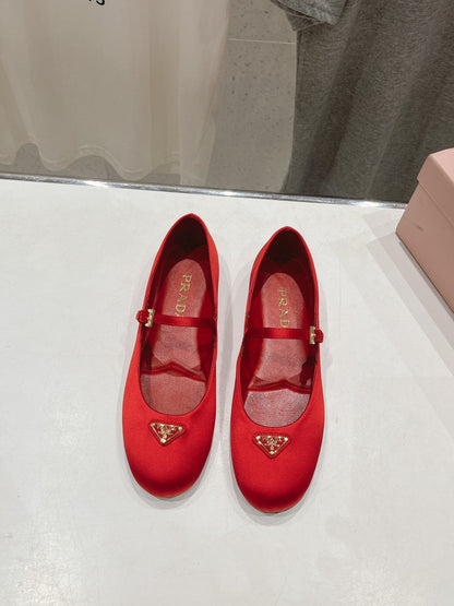 PRADA SATIN BALLERINAS CRIMSON