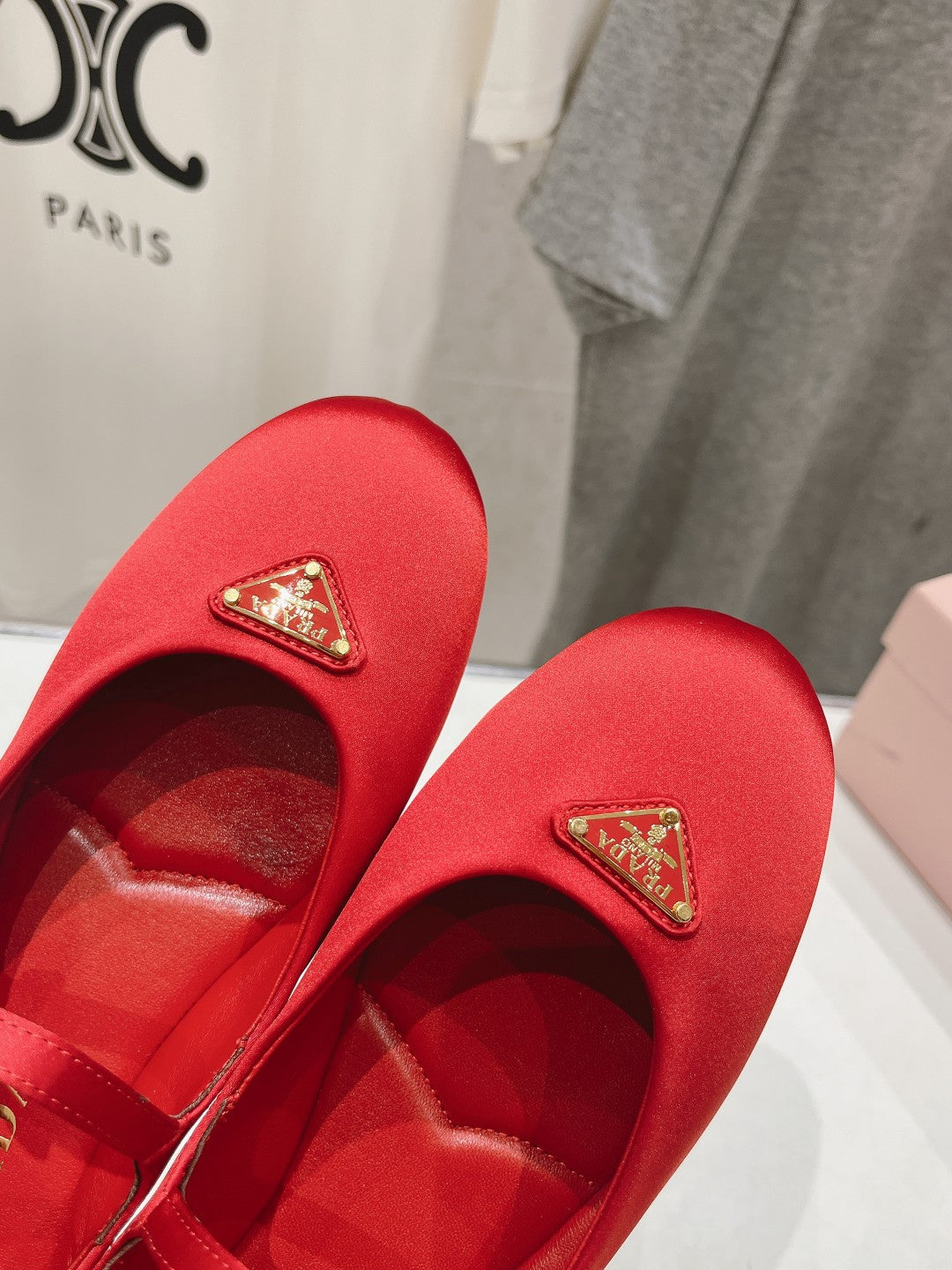 PRADA SATIN BALLERINAS CRIMSON