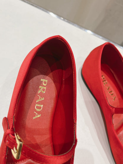 PRADA SATIN BALLERINAS CRIMSON