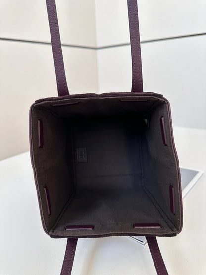 FENDI ORIGAMI MINI 19 IN WINE RED LAMBSKIN AND SUEDE