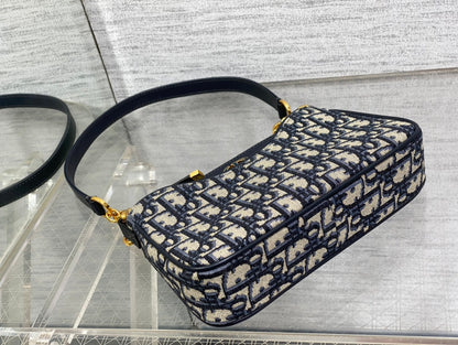 DIOR CD HOBO AVENUE 21CM BLUE OBLIQUE EMBROIDERY