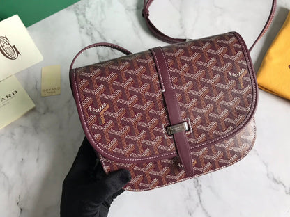 GOYARD BELVEDERE PM BAG 21CM BURGUNDY CANVAS