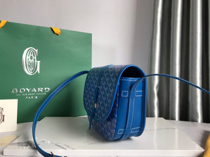 GOYARD BELVEDERE PM BAG 21CM SKY BLUE CANVAS