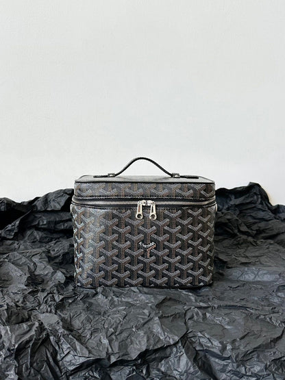 GOYARD GOYA MAKEUP BOX BAG 20CM BLACK CANVAS