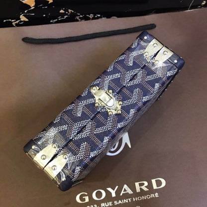GOYARD MINAUDIERE TRUNK BAG 17CM NAVY BLUE CANVAS