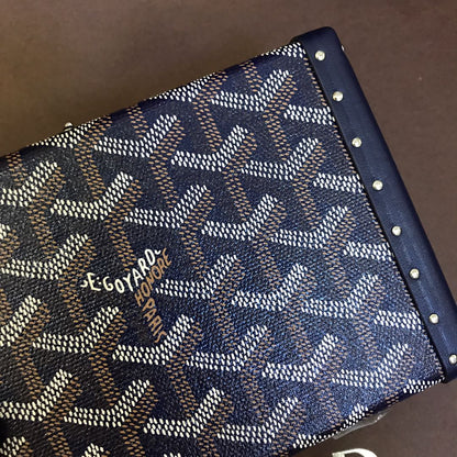 GOYARD MINAUDIERE TRUNK BAG 17CM NAVY BLUE CANVAS