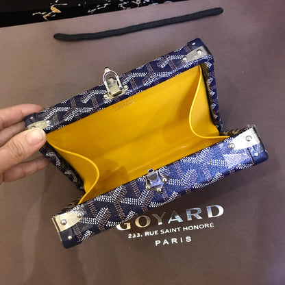 GOYARD MINAUDIERE TRUNK BAG 17CM NAVY BLUE CANVAS